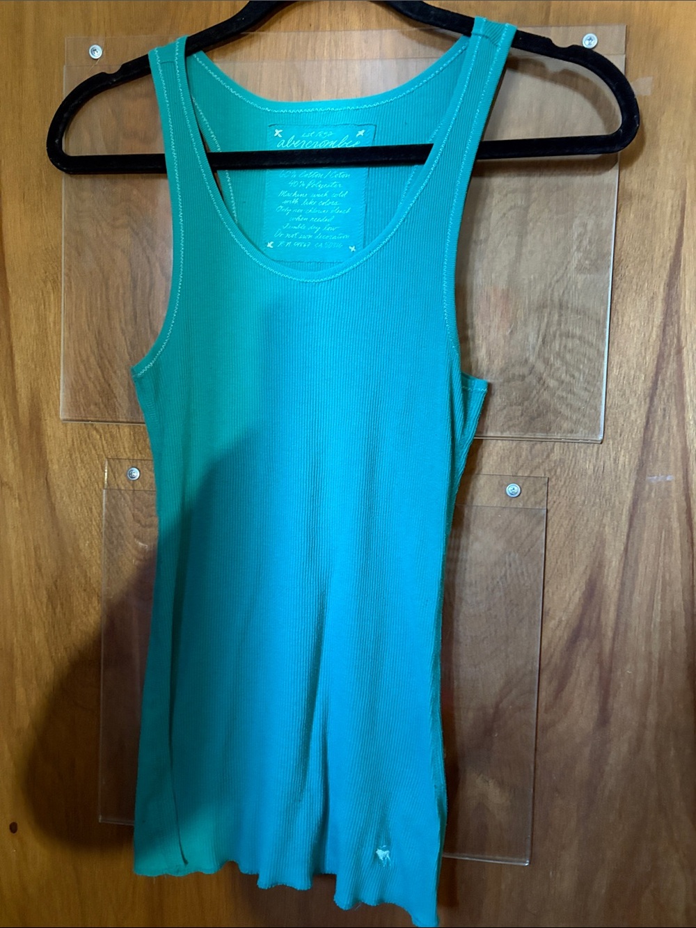 Abercrombie Y2K Kids Turquoise Ribbed Scoop Neck Tank Top